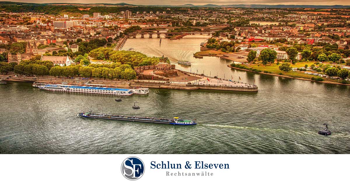The Deutsches Eck in Koblenz, Germany. Where the Rivers Rhine and Mosel meet